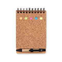 Cork notebook and sticky notes