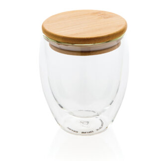 Dubbelväggigt borosilikatglas med bambulock